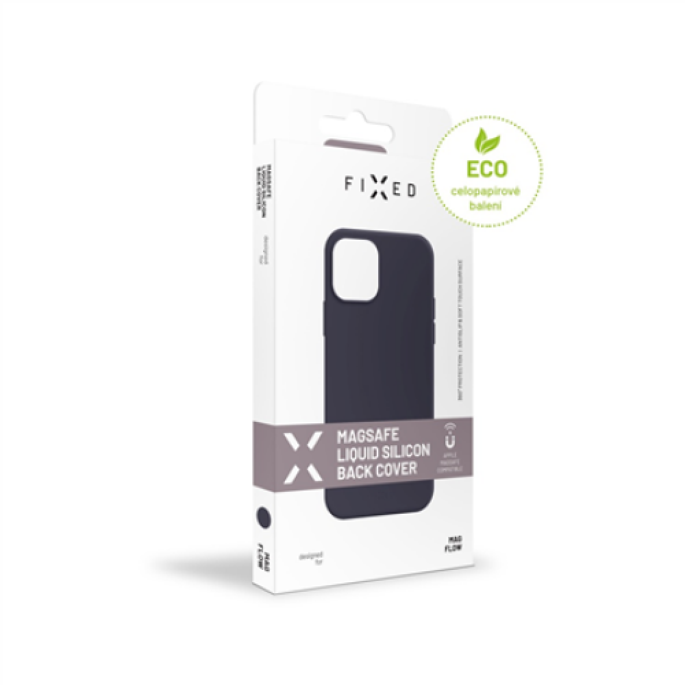 Fixed , MagFlow with MagSafe support , Back cover , Apple , iPhone 14 , Liquid silicon , Blue