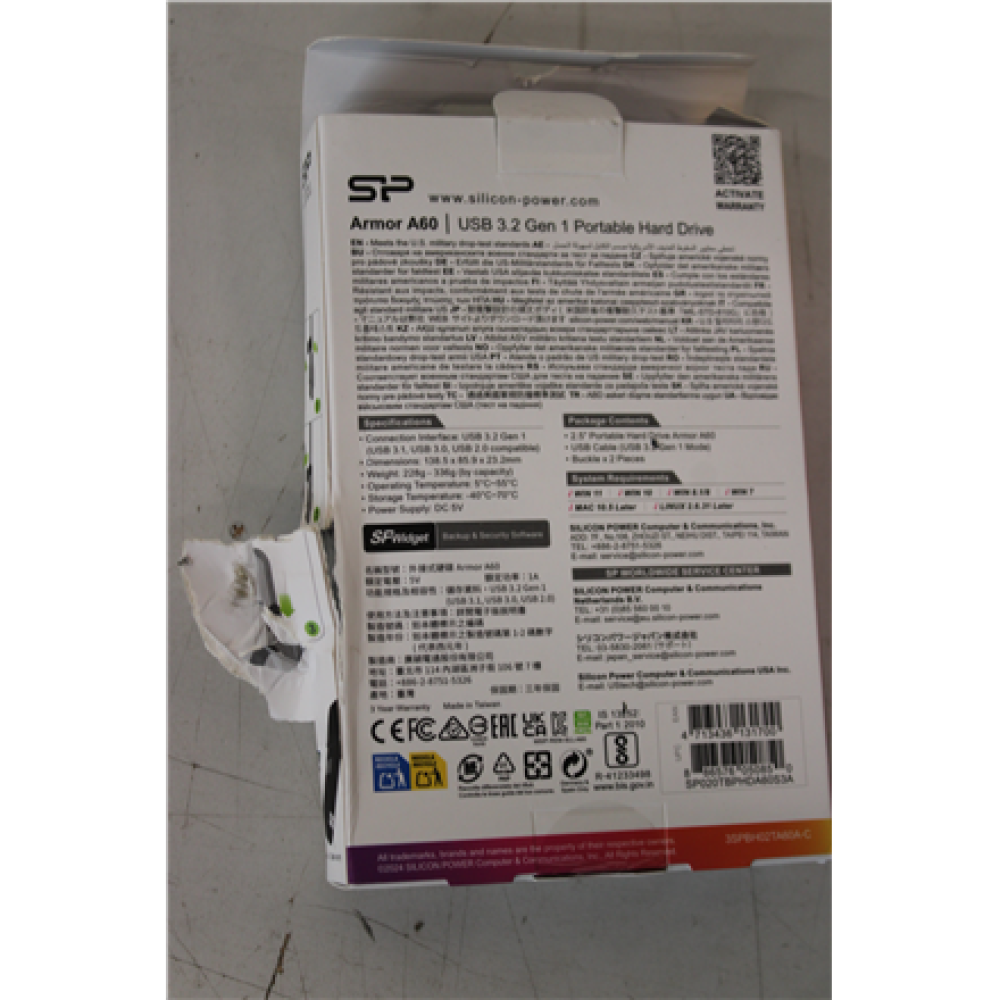 SALE OUT. Silicon Power HDD A60 , 2000 GB , 2.5 , USB 3.2 Gen 1 , Black , DAMAGED PACKAGING