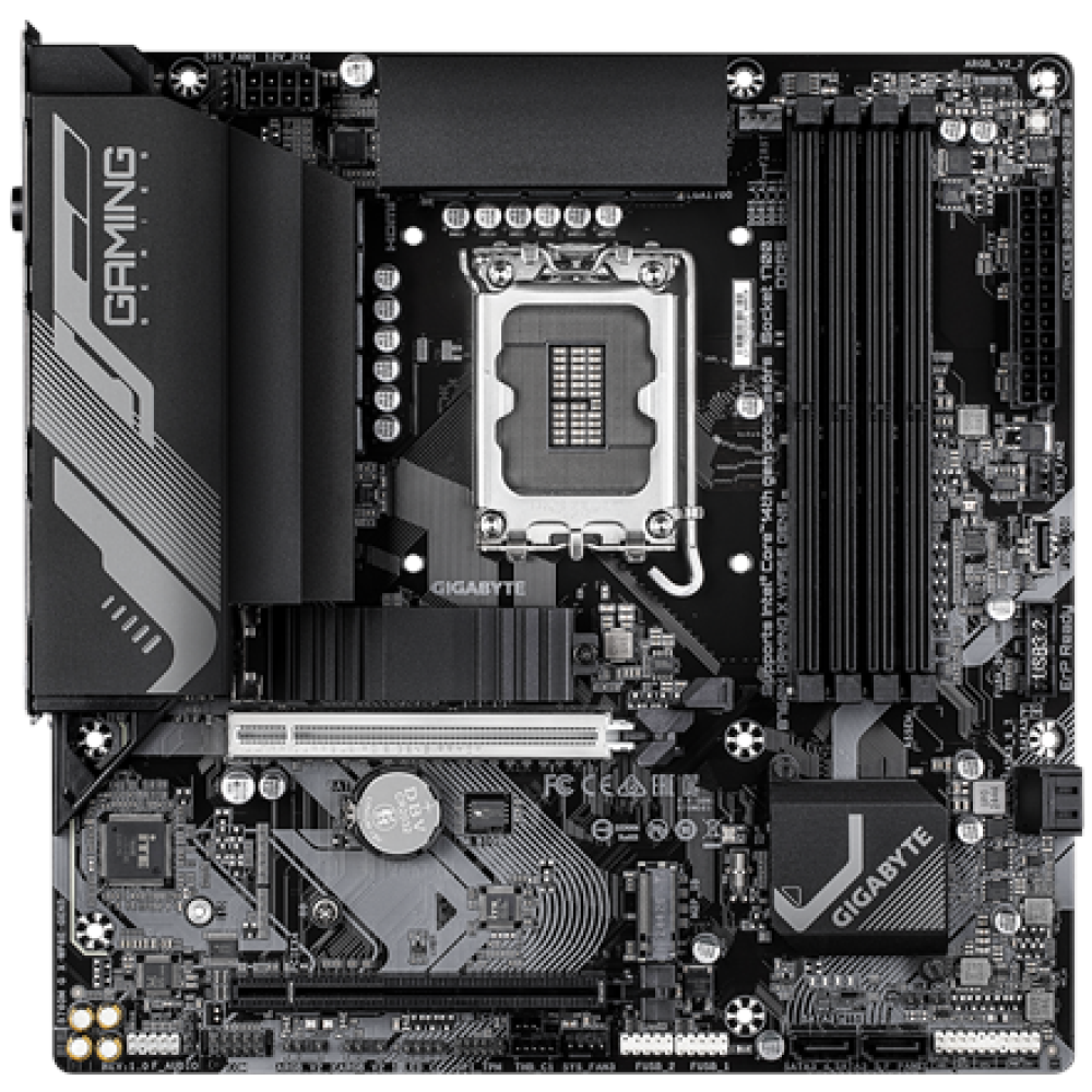 Gigabyte B760M GAMING X WIFI6E GEN5 , Processor family Intel , Processor socket LGA1700 , DDR5 , Supported hard disk drive interfaces SATA, M.2 , Number of SATA connectors 4