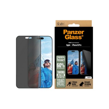 PanzerGlass Screen protector , Apple , iPhone 16 Pro , Glass , Black , Ultra-Wide Fit