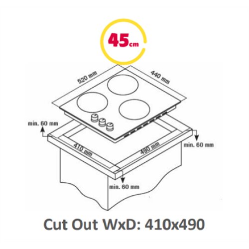 Simfer , Hob , H4.030.DECSP , Vitroceramic , Number of burners/cooking zones 3 , Touch , Black