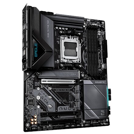 Gigabyte X870E EAGLE WIFI7 , Processor family AMD , Processor socket AM5 , DDR5 , Supported hard disk drive interfaces M.2, SATA , Number of SATA connectors 4