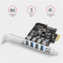 AXAGON PCI-Express card with four external USB 3.2 Gen1 ports with dual power , PCEU-43RS
