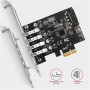 AXAGON PCI-Express card with four external USB 3.2 Gen1 ports with dual power , PCEU-43RS