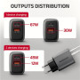 AXAGON Wall charger 67W, 2x port (USB-A + USB-C) PD3.0/PPS/QC4+/SFC 2.0/Apple , ACU-PQ67