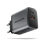 AXAGON Wall charger 67W, 2x port (USB-A + USB-C) PD3.0/PPS/QC4+/SFC 2.0/Apple , ACU-PQ67