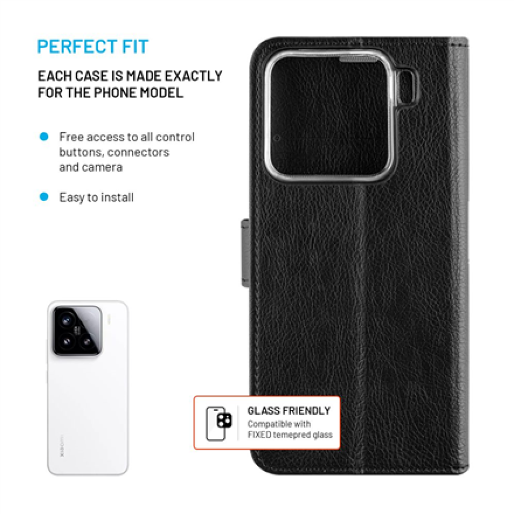 Fixed Opus , Book Case , Xiaomi , 15 , Leather , Black