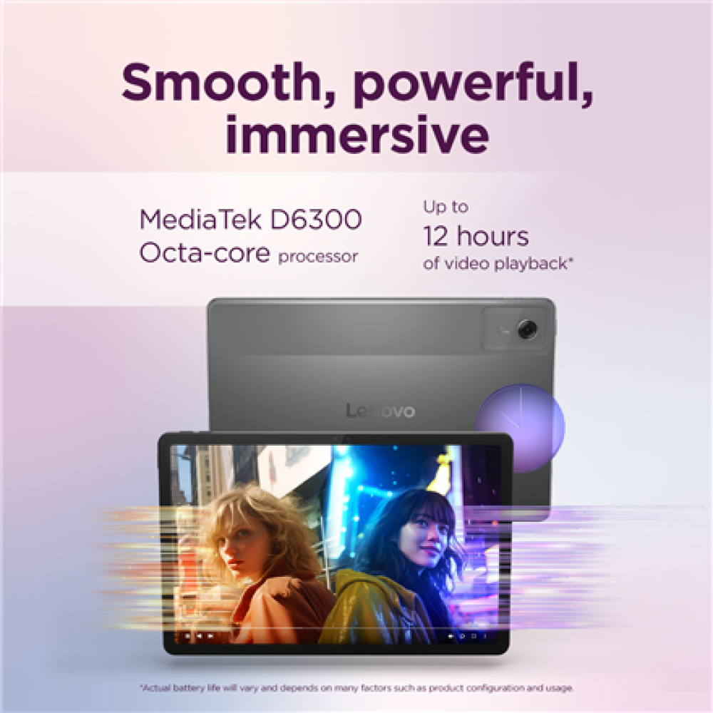 Lenovo Idea Tab 11 2.5K Mediatek Dimensity 6300/8GB/256GB/Android 15/Grey/2Y Warranty , Lenovo Tab (without power adapter) , Idea Tab , 11 , Luna Grey , IPS , 2560x1600 pixels , MediaTek , Dimensity 6300 , 8 GB , Soldered LPDDR4x , 256 GB , Wi-Fi , Front 