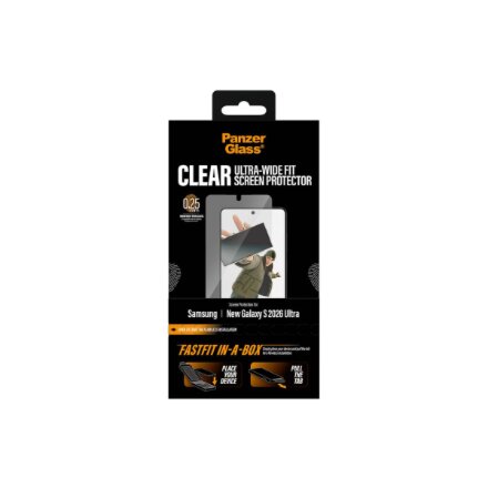 PanzerGlass Screen Protector Samsung New Galaxy S26 Ultra , Ultra-Wide Fit w. FASTFIT IN-A-BOX , PanzerGlass