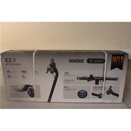 SALE OUT. , Segway , E2 E II , eKickScooter , 450 W , Up to 20 km/h , 8.1 , 24 month(s) , Black and Gray , DAMAGED PACKAGING