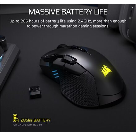 Corsair IRONCLAW SE , Gaming Mouse , Wireless/Wired , 2.4GHz, Bluetooth, USB-C , Black