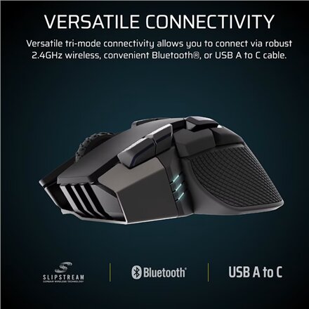 Corsair IRONCLAW SE , Gaming Mouse , Wireless/Wired , 2.4GHz, Bluetooth, USB-C , Black