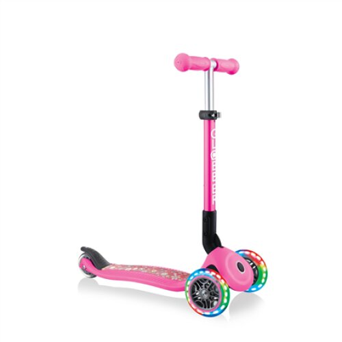 Globber Junior Foldable Fantasy Lights Scooter, Neon pink
