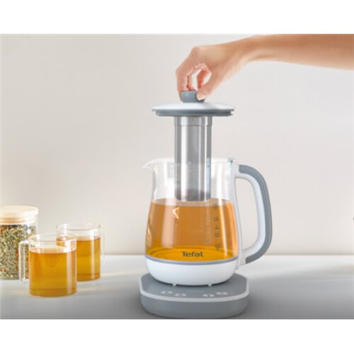 TEFAL BJ551B10 , Tea Kettle , 1400 W , 1.5 L , Glass , 360° rotational base , White/Grey