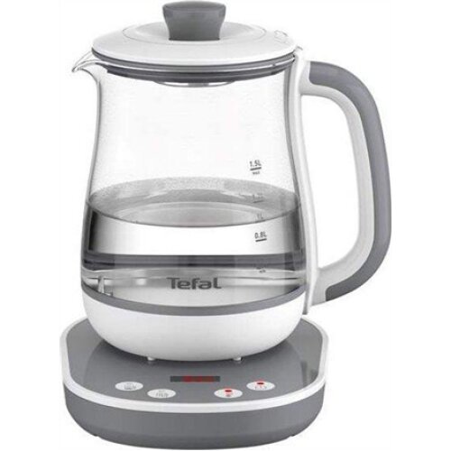 TEFAL BJ551B10 , Tea Kettle , 1400 W , 1.5 L , Glass , 360° rotational base , White/Grey