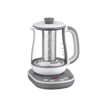 TEFAL BJ551B10 , Tea Kettle , 1400 W , 1.5 L , Glass , 360° rotational base , White/Grey