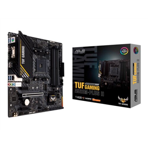 Asus , TUF GAMING A520M-PLUS II , Processor family AMD , Processor socket AM4 , DDR4 DIMM , Memory slots 4 , Supported hard disk drive interfaces SATA, M.2 , Number of SATA connectors 4 , Chipset AMD A520 , Micro ATX