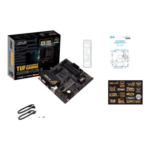 Asus , TUF GAMING A520M-PLUS II , Processor family AMD , Processor socket AM4 , DDR4 DIMM , Memory slots 4 , Supported hard disk drive interfaces SATA, M.2 , Number of SATA connectors 4 , Chipset AMD A520 , Micro ATX