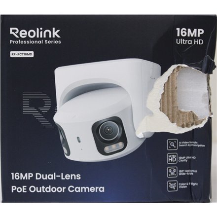 SALE OUT. Reolink PoE 4K 16MP Dual Lens and 180° panoramic view Camera , Reolink UHD Dual-Lens PoE Surveillance Camera with 180° Panoramic View , RP-PCT16MD , 24 month(s) , Dual lens , 16 MP , F2.8mm/F1.6 , IP67 , H.265/H.264 , Micro SD, Max. 512 GB , DAM