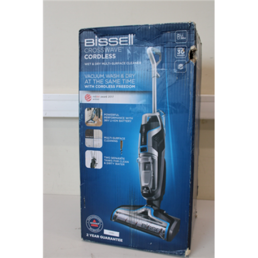SALE OUT. Bissell CrossWave 2582Q Multi-surface Cleaner, Handstick, Cordless Bissell Vacuum Cleaner CrossWave 2582Q Multi-surface Cordless operating Washing function 250 W 36 V Operating time (max) 28 min Black/Silver/Blue Warranty 24 month(s) DAMAGED PAC