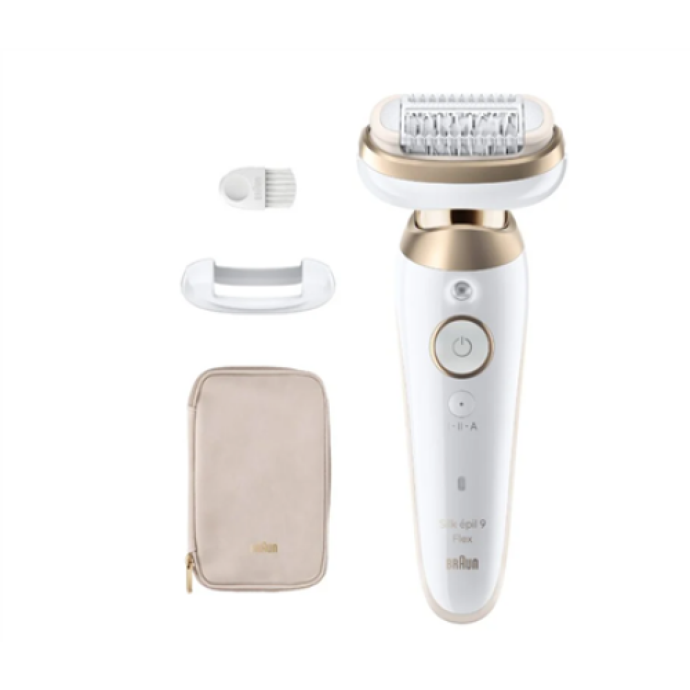 Braun Epilator , 9-011 3D Silk-epil 9 Flex , Operating time (max) 50 min , Number of power levels 2 , Wet & Dry , White/Gold