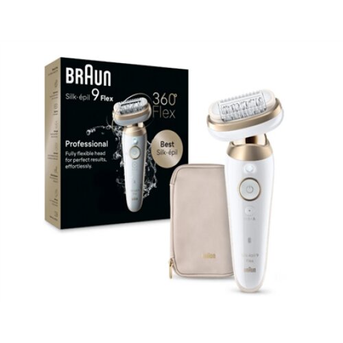 Braun Epilator , 9-011 3D Silk-epil 9 Flex , Operating time (max) 50 min , Number of power levels 2 , Wet & Dry , White/Gold