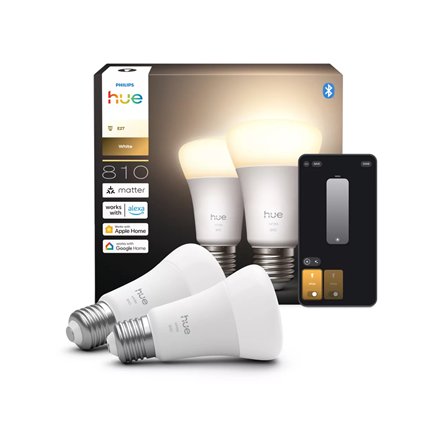 Philips Hue W 810 A60 2P EU , E27 , 7 W , Warm white to cool white light , Bluetooth, Zigbee