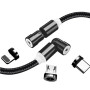 ColorWay Cable 3in1 (Lightning+MicroUSB+Type-C) Magnetic Rotation 540° 2.4А, 1m , CW-CBUU037-BK