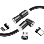 ColorWay Cable 3in1 (Lightning+MicroUSB+Type-C) Magnetic Rotation 540° 2.4А, 1m , CW-CBUU037-BK
