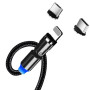 ColorWay Cable 3in1 (Lightning+MicroUSB+Type-C) Magnetic Rotation 540° 2.4А, 1m , CW-CBUU037-BK