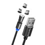 ColorWay Cable 3in1 (Lightning+MicroUSB+Type-C) Magnetic Rotation 540° 2.4А, 1m , CW-CBUU037-BK