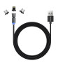 ColorWay Cable 3in1 (Lightning+MicroUSB+Type-C) Magnetic Rotation 540° 2.4А, 1m , CW-CBUU037-BK