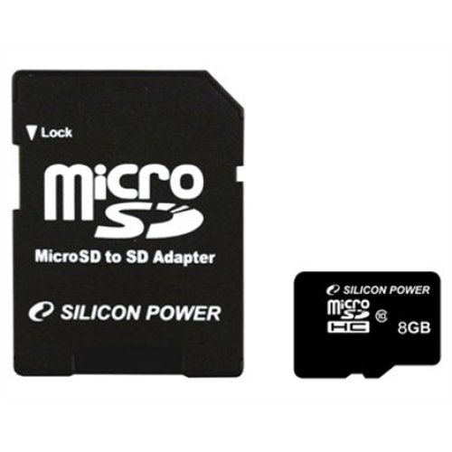 Silicon Power , 8 GB , MicroSDHC , Flash memory class 10 , SD adapter