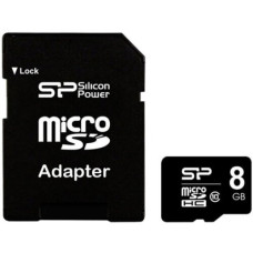 Silicon Power , 8 GB , MicroSDHC , Flash memory class 10 , SD adapter