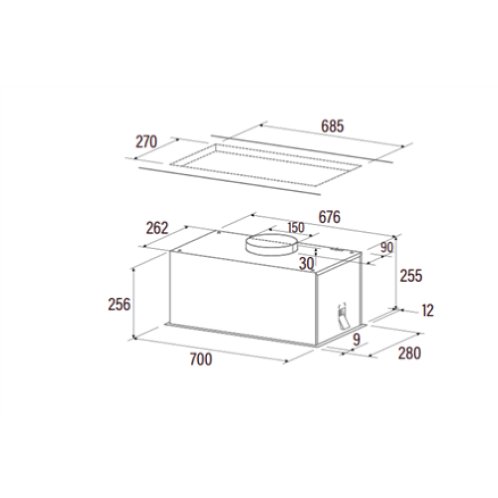 CATA , Hood , GPL 75 X , Canopy , Energy efficiency class B , Width 70 cm , 645 m³/h , Touch , LED , Stainless Steel