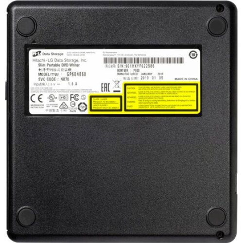 H.L Data Storage , Ultra Slim Portable DVD-Writer , GP60NB60 , Interface USB 2.0 , DVD±R/RW , CD read speed 24 x , CD write speed 24 x , Black , Desktop/Notebook