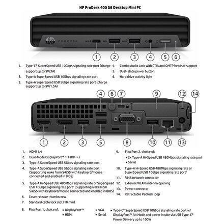 HP Renewed Grade A , ProDesk 400 G6 Desktop Mini , Intel Core i5 , i5-10500T , 16 GB , SSD , 256 GB , Intel UHD Graphics 630 , Windows 11 Pro