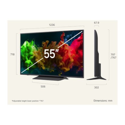 LG QNED 4K evo AI Mini LED TV , 55QNED8EB3B , 55 , Smart TV , webOS , UHD , Black