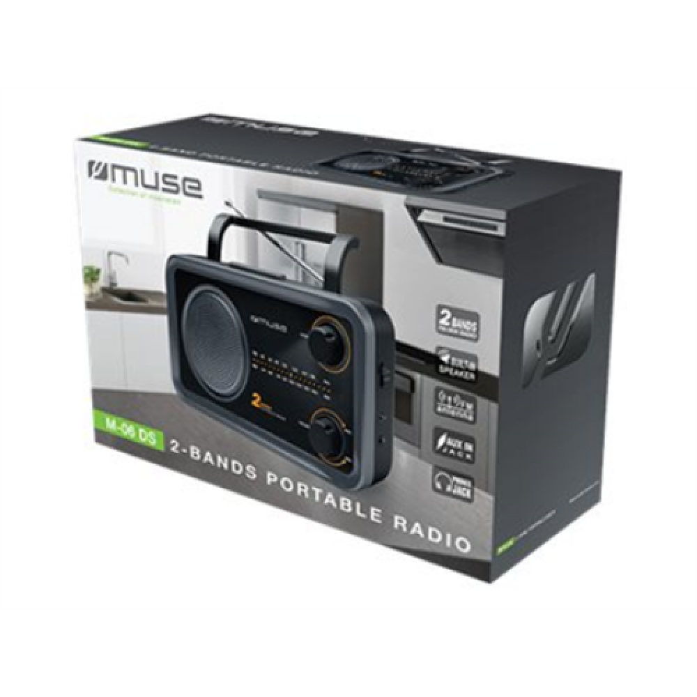 Muse , 2-bands portable radio , M-06DS , AUX in , Grey