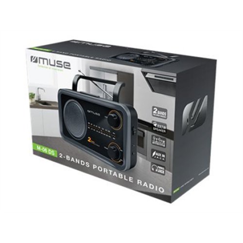 Muse , 2-bands portable radio , M-06DS , AUX in , Grey