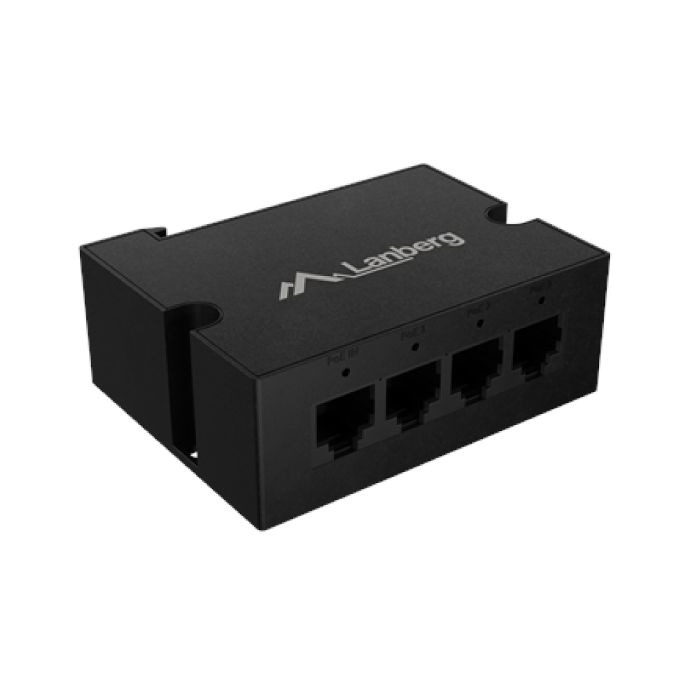 Lanberg Switch PoE Extender 1xIn 3xOut Fast Ethernet Din Rail at 30W metal clips , DIN-FE4-AT-30W