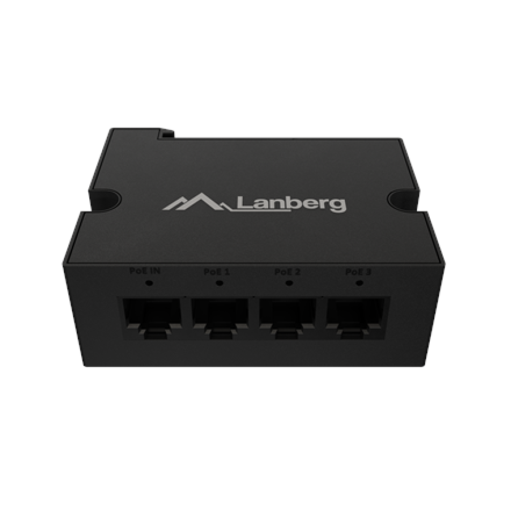 Lanberg Switch PoE Extender 1xIn 3xOut Fast Ethernet Din Rail at 30W metal clips , DIN-FE4-AT-30W