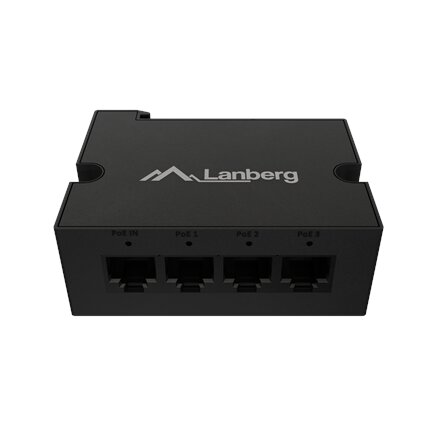 Lanberg , Switch PoE Extender 1xIn 3xOut Fast Ethernet Din Rail at 30W metal clips , DIN-FE4-AT-30W