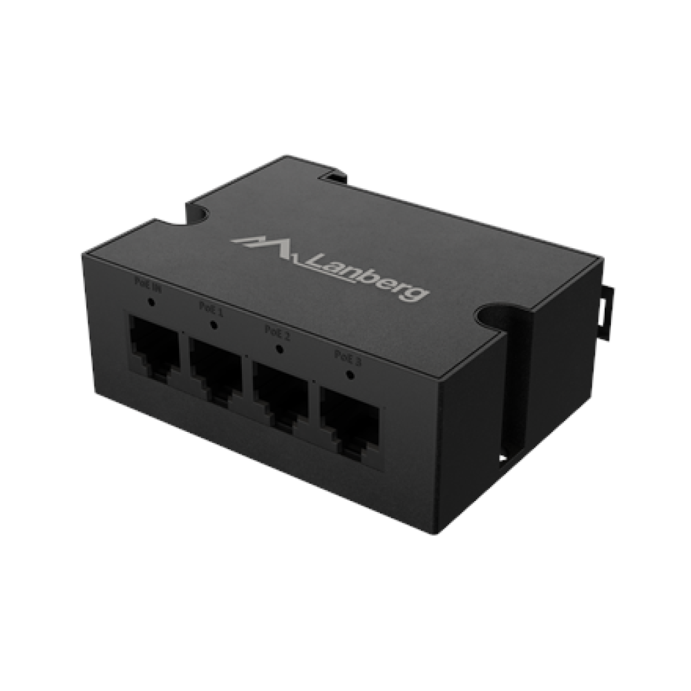 Lanberg Switch PoE Extender 1xIn 3xOut Fast Ethernet Din Rail at 30W metal clips , DIN-FE4-AT-30W