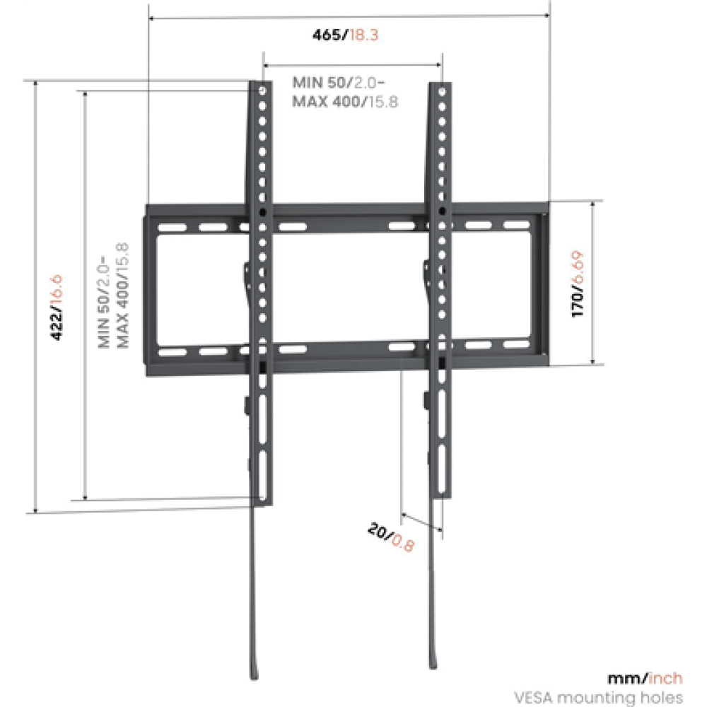 Vogels Wall mount , UP 4003 TV Wall Mount M , Fixed , 32-65 , Maximum weight (capacity) 55 kg , Black