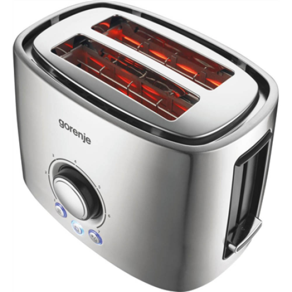 Gorenje , Toaster , T1000E , Power 1000 W , Number of slots 2 , Housing material Metal , Stainless Steel