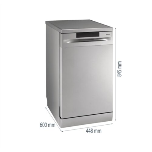Gorenje Dishwasher , GS520E15S , Free standing , Width 45 cm , Number of place settings 9 , Number of programs 5 , Energy efficiency class E , Display , AquaStop function , Grey