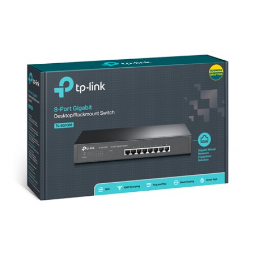 TP-LINK , 8-Port Gigabit Switch , TL-SG1008 , Unmanaged , Desktop/Rackmountable