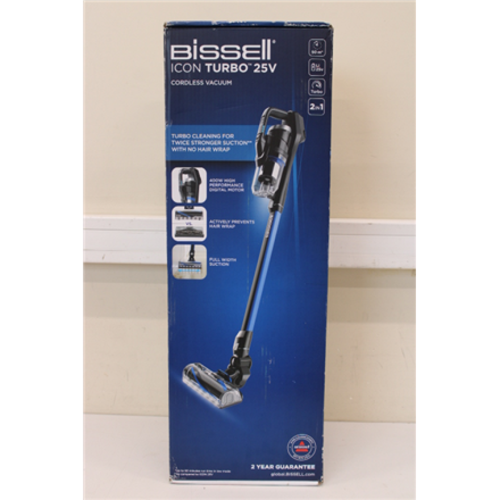 SALE OUT. Bissell Icon Turbo 25V Stick Vacuum Cleaner, USED,DIRTY,SCRATCHED , Bissell , Vacuum Cleaner , Icon Turbo 25V , Cordless operating , Handstick , 105 W , 25 V , Operating time (max) 50 min , Black/Silver/Cobalt Blue , Warranty 24 month(s) , Batte