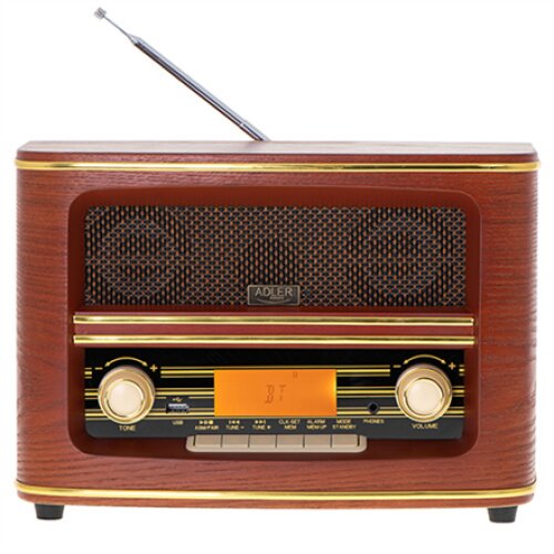Adler , Retro Radio , AD 1187 , Alarm function , AUX in , Wooden